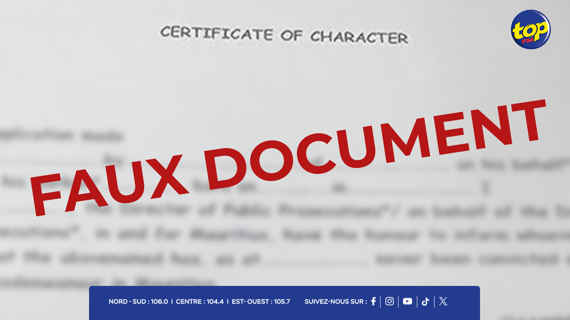 Mise en garde du DPP contre un faux document de moralité en circulation ...